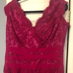 Tadashi Shoji red lace empire waist dress
